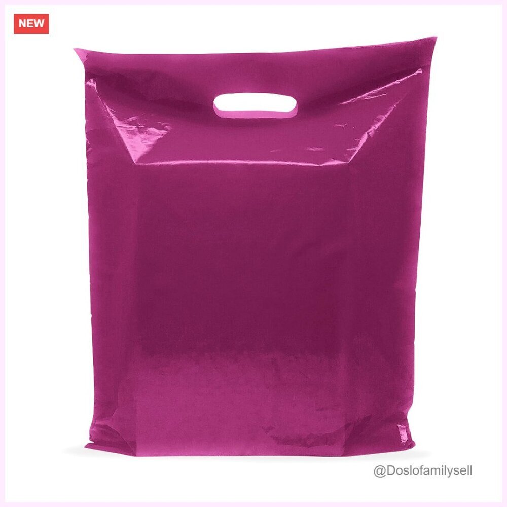 Plastic Shopping Bags 100 Pack with Die Cut Handles Retail Party